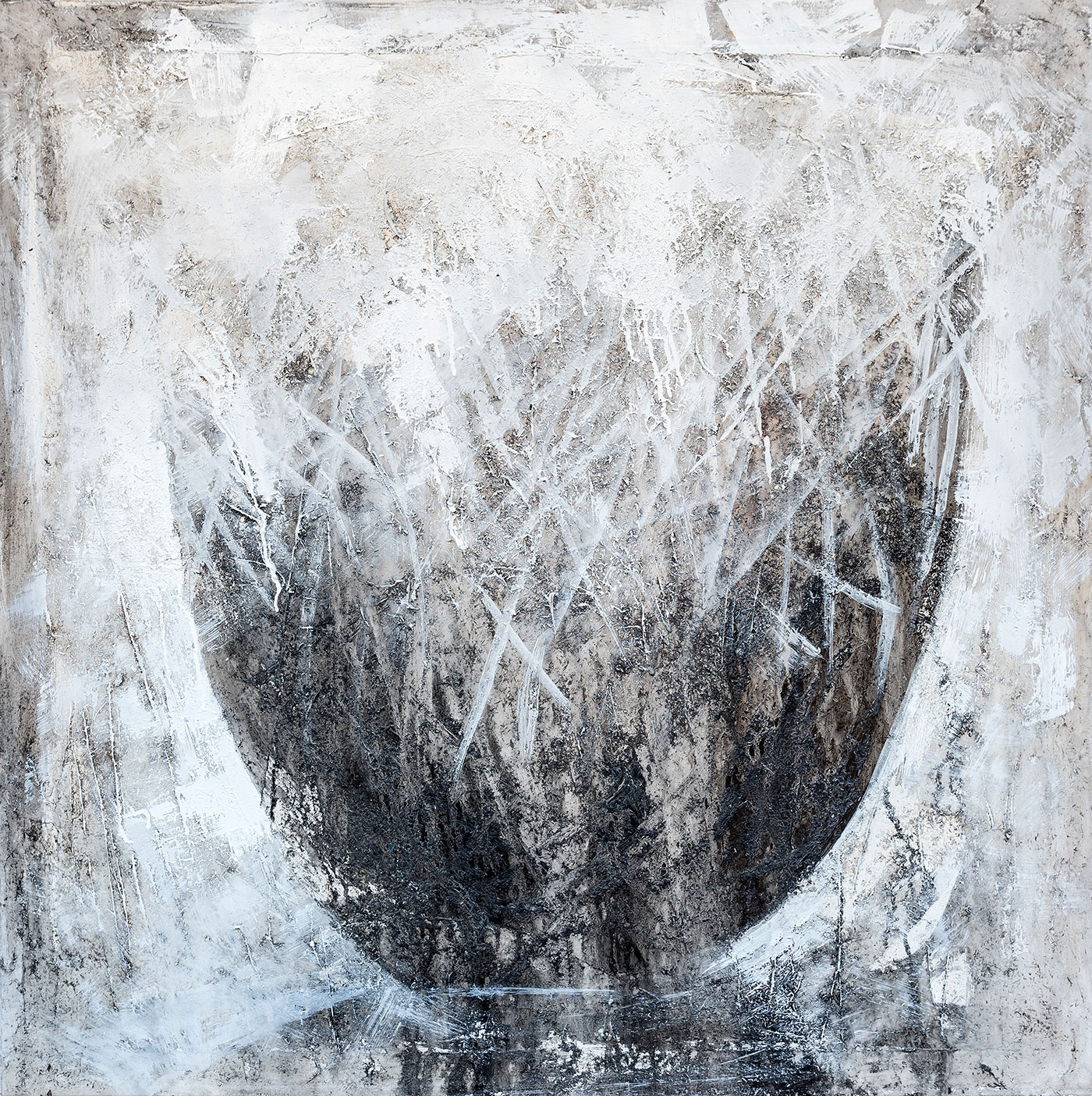 Antonio Gigante ABSTRACT02 Olio su tela con pigmenti materici 100x100 cm 2020
