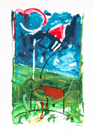 Mario Schifano CASA ROSSA Serigrafia a smalti 100x70 cm