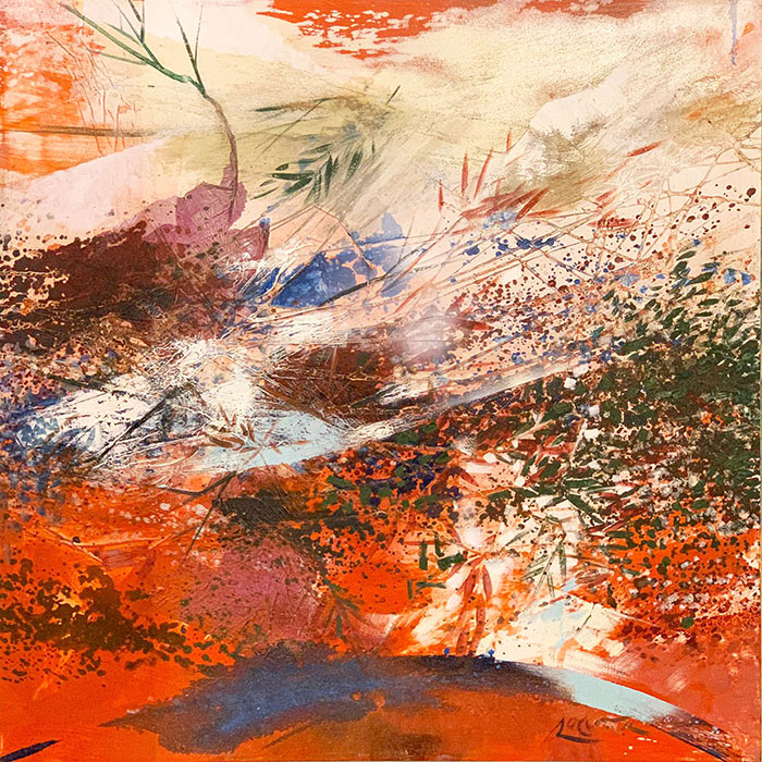 Michele Roccotelli QUADRATO ROSSO Olio su tela 100x100 cm - 2018