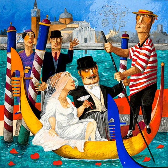 Pino Procopio NOZZE A SAN GIORGIO Serigrafia polimaterica 65x65 cm - 2011
