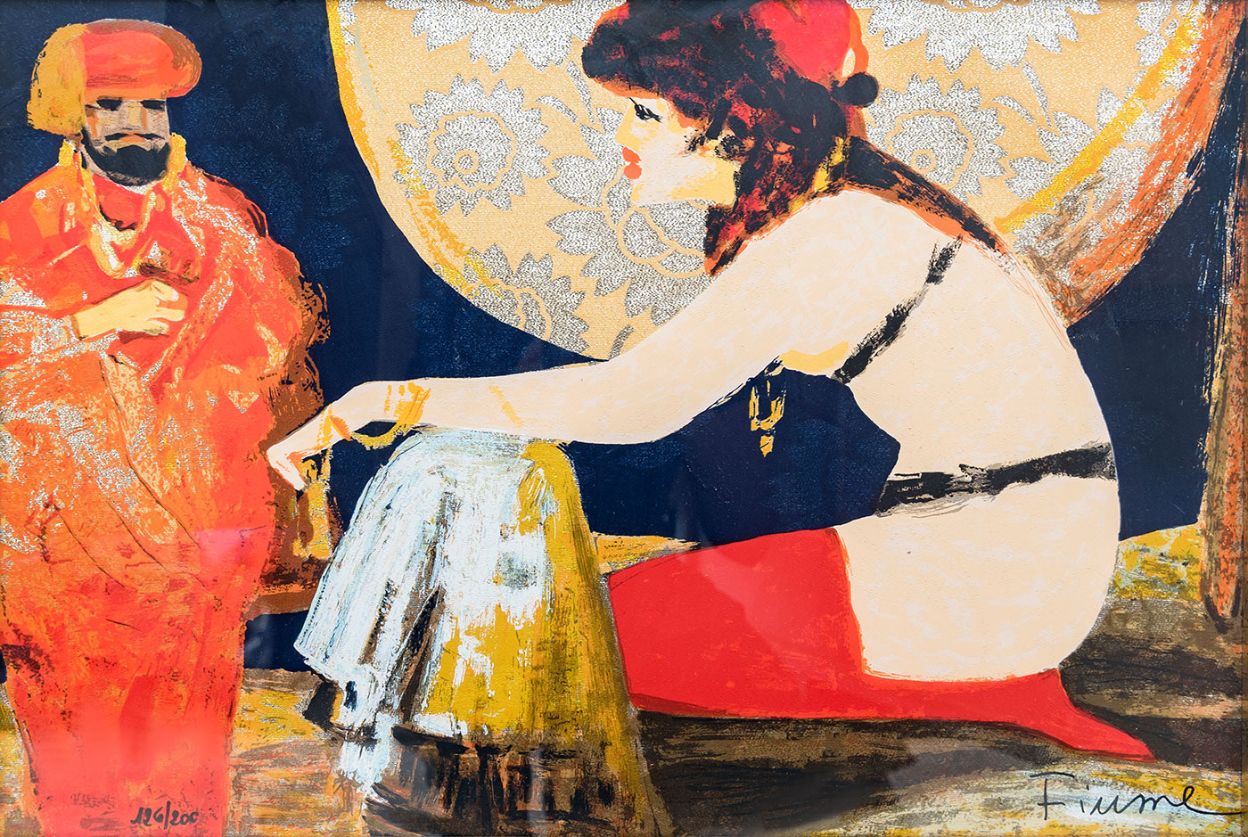 Salvatore Fiume NOTTE CON IL SULTANO Serigrafia polimetrica 65x45 cm 2000